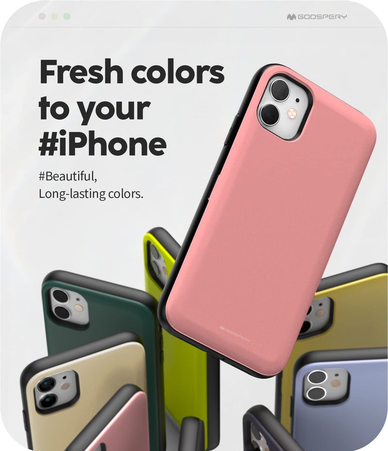 GOOSPERY Magnetic Door Bumper Compatible with iPhone 11 Case, Card Holder Wallet Easy Magnet Auto Closing Protective Dual Layer Sturdy Phone Back Cover - Pink - Image 2